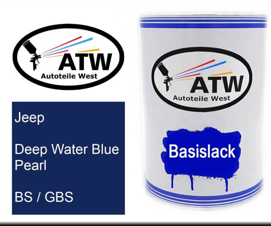 Jeep, Deep Water Blue Pearl, BS / GBS: 500ml Lackdose, von ATW Autoteile West.